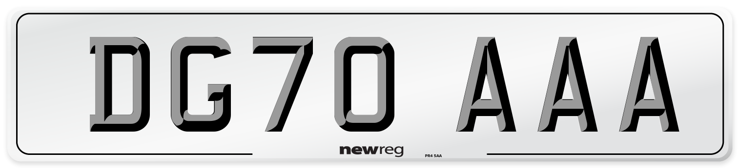 DG70 AAA Number Plate from New Reg